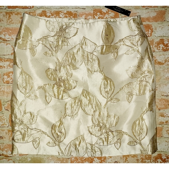 Tahari ASL Gold Natural Flora Jacquard Skirt - Picture 5 of 16